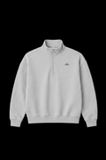 Alo grey quarter-zip on black background