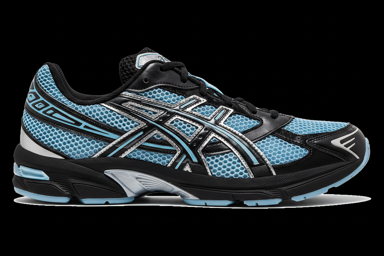 ASICS GEL-1130 blue black on black background