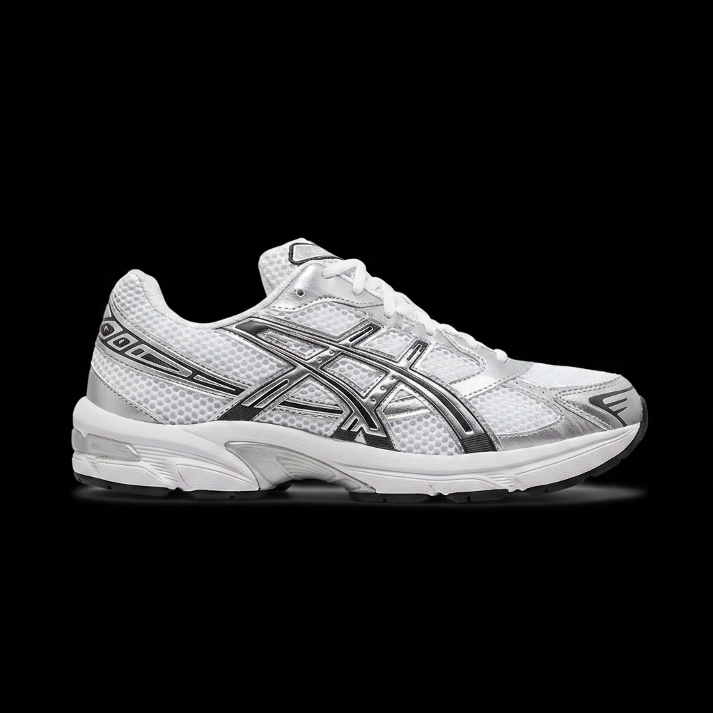 ASICS Gel 1130 White Pure Silver Black - Black Background