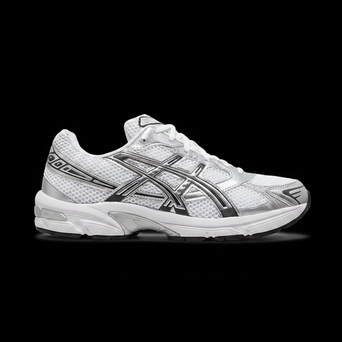 ASICS Gel 1130 White Pure Silver Black - Black Background