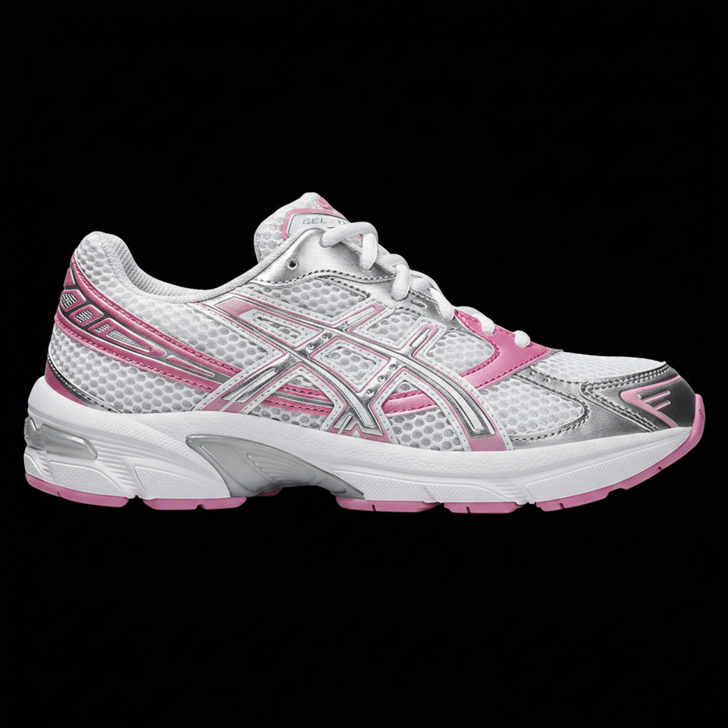ASICS Gel 1130 White Silver Pink - Black Background