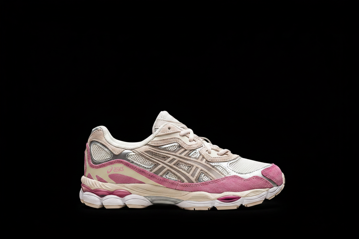 ASICS GEL-NYC Cream Pink Black Background