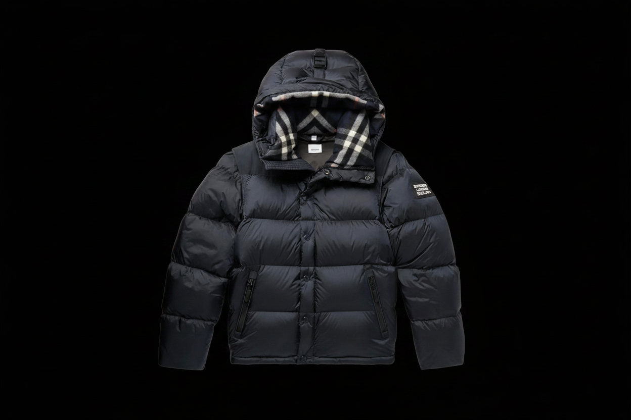 Burberry Puffer Jacket Black Background