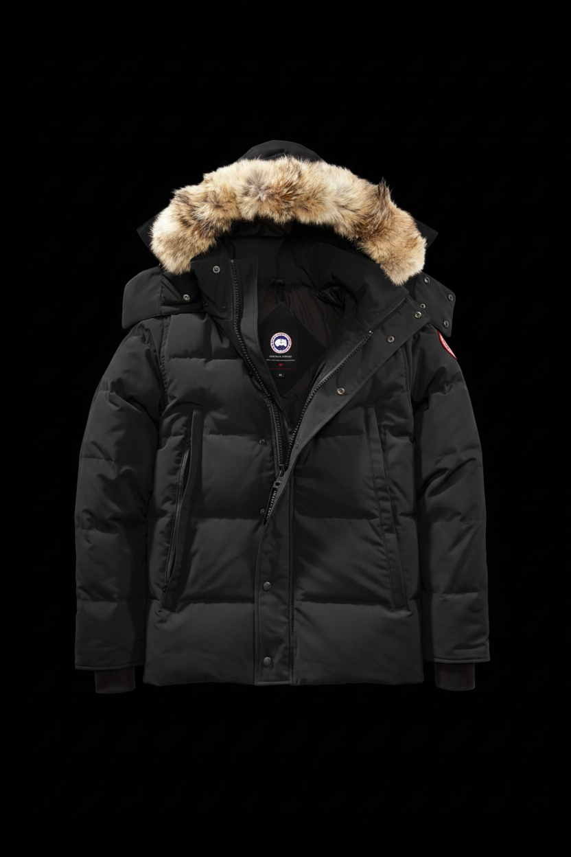 Canada Goose Wyndham Parka on black background