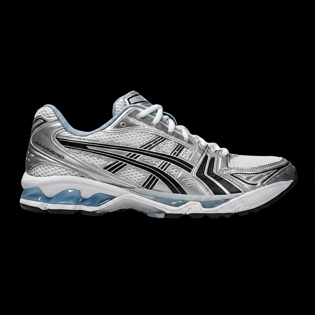 JJJJound x ASICS Gel Kayano 14 White Baby Blue - Black Background
