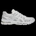 White running shoe with black background